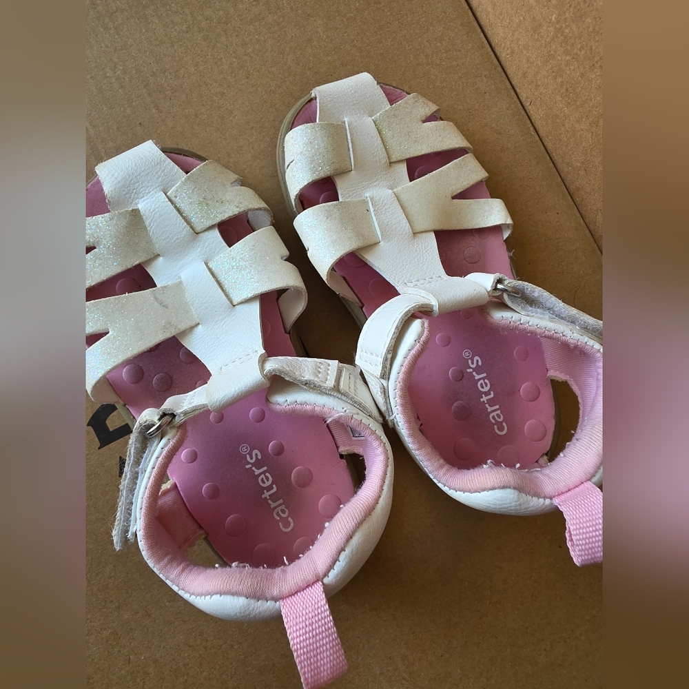 Carter's Glittery White and Pink Kids Sandals